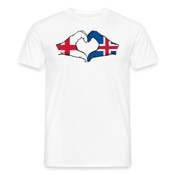 Angleterre Islande Drapeau Mains Coeur Forme Coeur - T-shirt homme - blanc - Devant - AI Model Male 178 dark (178cm)