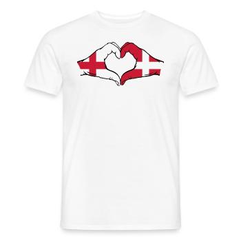 England Denmark Flag Hands Heart Shape - Men's T-Shirt - white - Front - AI Model Male 178 dark (178cm)
