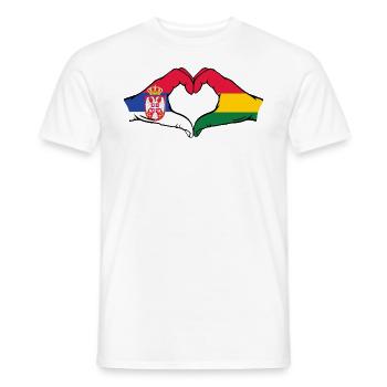 Serbien Bolivien Flagge Hände Herzform - Männer T-Shirt - Weiß - Vorne - AI Model Male 178 dark (178cm)