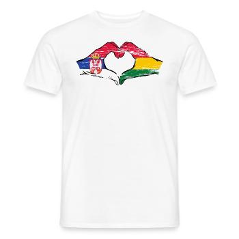 Serbie Bolivie drapeau mains forme coeur utilisé - T-shirt homme - blanc - Devant - AI Model Male 178 dark (178cm)