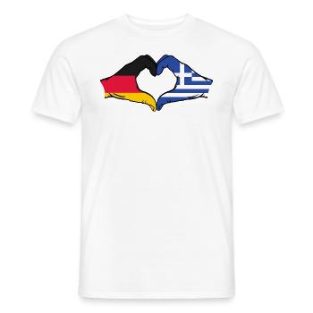 Germany Greece Flag Hands Heart Shape - Men's T-Shirt - white - Front - AI Model Male 178 dark (178cm)