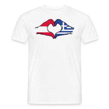 Österreich Griechenland Flagge Hände Herzform used - Männer T-Shirt - Weiß - Vorne - AI Model Male 178 dark (178cm)