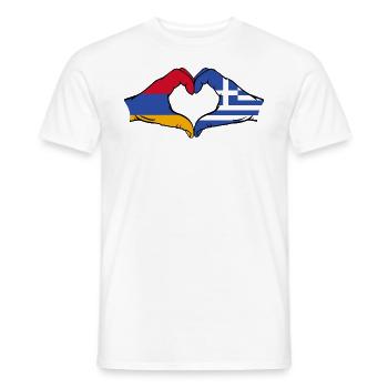 Armenia Greece Flag Hands Heart Shape - Men's T-Shirt - white - Front - AI Model Male 178 dark (178cm)