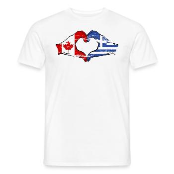 Kanada Griechenland Flagge Hände Herzform used - Männer T-Shirt - Weiß - Vorne - AI Model Male 178 dark (178cm)
