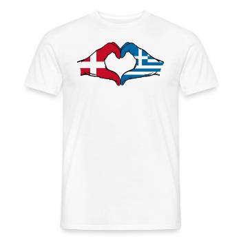Denmark Greece Flag Hands Heart Shape - Men's T-Shirt - white - Front - AI Model Male 178 dark (178cm)