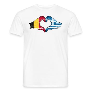 Belgien Griechenland Flagge Hände Herzform used - Männer T-Shirt - Weiß - Vorne - AI Model Male 178 dark (178cm)