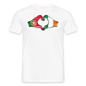 Portugal Irlande Drapeau Mains Coeur Forme Utilisé - T-shirt homme - blanc - Devant - AI Model Male 178 dark (178cm)