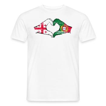 Géorgie Portugal Drapeau Mains Coeur Utilisé - T-shirt homme - blanc - Devant - AI Model Male 178 dark (178cm)