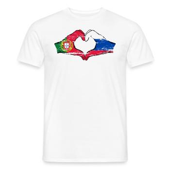Portugal Russland Flagge Hände Herzform used - Männer T-Shirt - Weiß - Vorne - AI Model Male 178 dark (178cm)