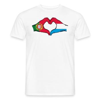 Portugal Luxembourg Drapeau Mains Coeur - T-shirt homme - blanc - Devant - AI Model Male 178 dark (178cm)