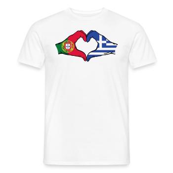 Portugal Greece Flag Hands Heart Shape - Men's T-Shirt - white - Front - AI Model Male 178 dark (178cm)