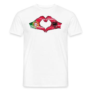 Portugal Albanie Drapeau Mains Coeur Forme Utilisé - T-shirt homme - blanc - Devant - AI Model Male 178 dark (178cm)