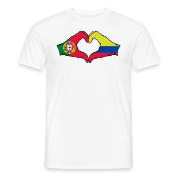 Portugal Colombie Drapeau Mains Coeur Forme Coeur - T-shirt homme - blanc - Devant - AI Model Male 178 dark (178cm)
