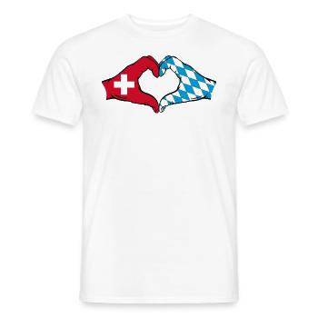 Switzerland Bavaria Flag Hands Heart Shape - Men's T-Shirt - white - Front - AI Model Male 178 dark (178cm)