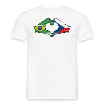 Brazil Czech Republic Flag Heart Shape Used - Men's T-Shirt - white - Front - AI Model Male 178 dark (178cm)