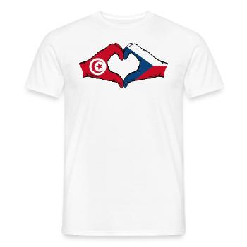 Tunesien Tschechien Flagge Herzform - Männer T-Shirt - Weiß - Vorne - AI Model Male 178 dark (178cm)