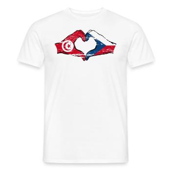 Tunisie Drapeau tchèque forme de coeur utilisé - T-shirt homme - blanc - Devant - AI Model Male 178 dark (178cm)