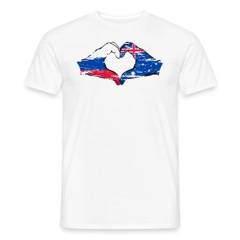 Drapeau de la Russie Australie Forme Coeur Utilisé - T-shirt homme - blanc - Devant - AI Model Male 178 dark (178cm)