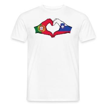 Portugal Slovénie Drapeau Coeur Forme - T-shirt homme - blanc - Devant - AI Model Male 178 dark (178cm)