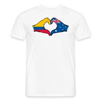 Colombia Australia Flag Heart Shape - Men's T-Shirt - white - Front - AI Model Male 178 dark (178cm)