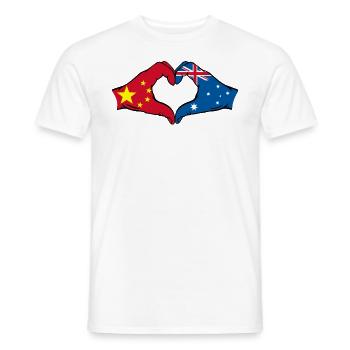 China Australia Flag Heart Shape - Men's T-Shirt - white - Front - AI Model Male 178 dark (178cm)