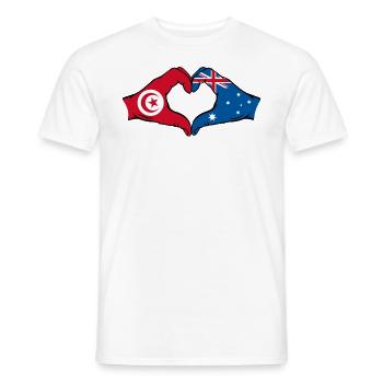 Tunisia Australia Flag Heart Shape - Men's T-Shirt - white - Front - AI Model Male 178 dark (178cm)