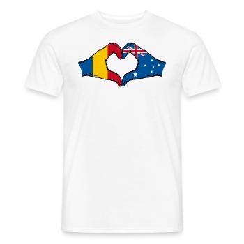 Romania Australia Flag Heart Shape - Men's T-Shirt - white - Front - AI Model Male 178 dark (178cm)