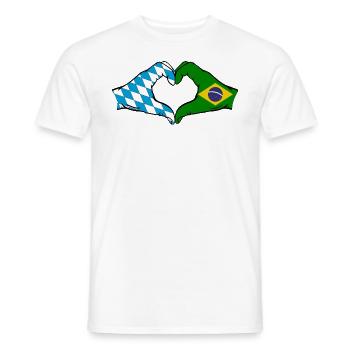 Bavaria Brazil Flag Hands Heart Shape - Men's T-Shirt - white - Front - AI Model Male 178 dark (178cm)