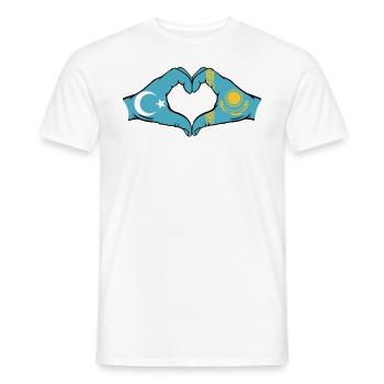 Uiguren Kasachstan Flagge Hände Herzform - Männer T-Shirt - Weiß - Vorne - AI Model Male 178 dark (178cm)
