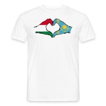 Hungary Kazakhstan Flag Hands Heart Shape Used - Men's T-Shirt - white - Front - AI Model Male 178 dark (178cm)