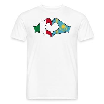Italie Kazakhstan Drapeau Mains Coeur Forme - T-shirt homme - blanc - Devant - AI Model Male 178 dark (178cm)