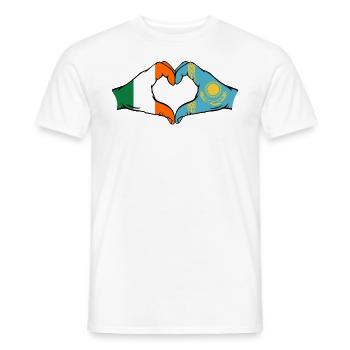 Irland Kasachstan Flagge Hände Herzform - Männer T-Shirt - Weiß - Vorne - AI Model Male 178 dark (178cm)