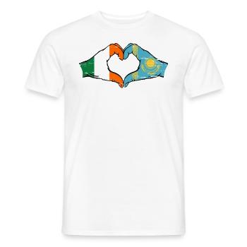 Irlande Kazakhstan Drapeau Mains Coeur Forme Utilisé - T-shirt homme - blanc - Devant - AI Model Male 178 dark (178cm)