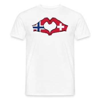 Norway Switzerland Flag Hands Heart Shape - Men's T-Shirt - white - Front - AI Model Male 178 dark (178cm)