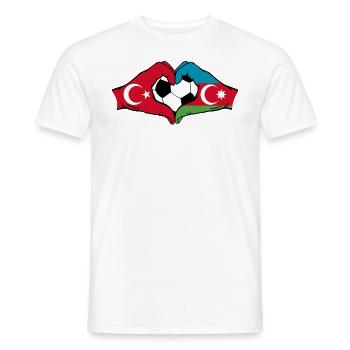 Turquie Azerbaïdjan Football Drapeau Mains Coeur Forme - T-shirt homme - blanc - Devant - AI Model Male 178 dark (178cm)