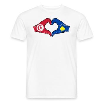 Tunisie Kosovo drapeau mains forme de coeur utilisé - T-shirt homme - blanc - Devant - AI Model Male 178 dark (178cm)