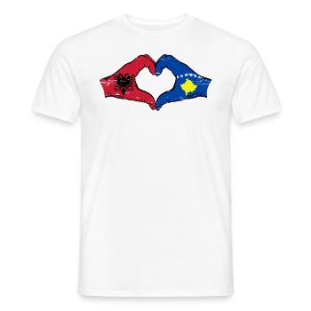 Albanie Kosovo drapeau mains forme de coeur utilisé - T-shirt homme - blanc - Devant - AI Model Male 178 dark (178cm)