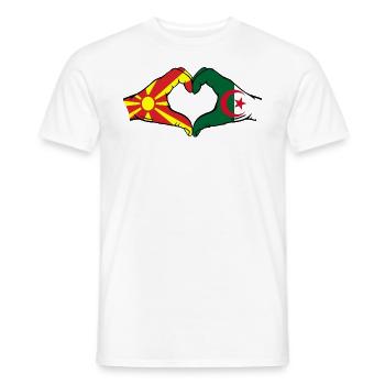 Macedonia Algeria Flag Hands Heart Shape - Men's T-Shirt - white - Front - AI Model Male 178 dark (178cm)