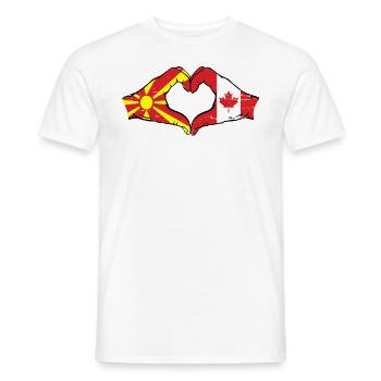 Macedonia Canada flag hands heart shape used - Men's T-Shirt - white - Front - AI Model Male 178 dark (178cm)