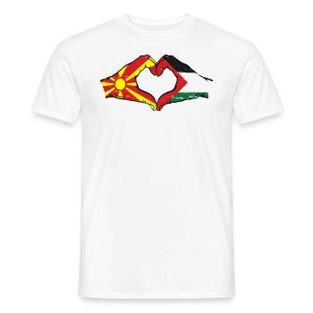 Macedonia Palestine Flag Hands Heart Shape Used - Men's T-Shirt - white - Front - AI Model Male 178 dark (178cm)