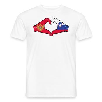 Montenegro Slovenia flag hands heart shape used - Men's T-Shirt - white - Front - AI Model Male 178 dark (178cm)