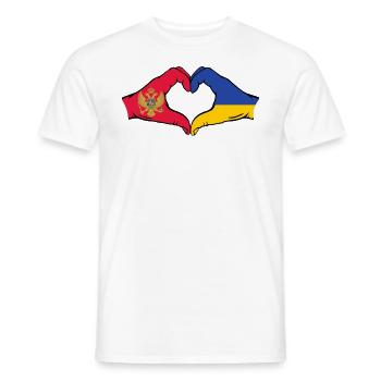 Montenegro Ukraine Flag Hands Heart Shape - Men's T-Shirt - white - Front - AI Model Male 178 dark (178cm)