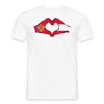 Montenegro Austria flag hands heart shape used - Men's T-Shirt - white - Front - AI Model Male 178 dark (178cm)