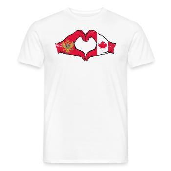 Monténégro Canada drapeau mains forme coeur utilisé - T-shirt homme - blanc - Devant - AI Model Male 178 dark (178cm)