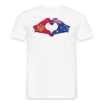 Monténégro Australie drapeau mains forme de coeur utilisé - T-shirt homme - blanc - Devant - AI Model Male 178 dark (178cm)