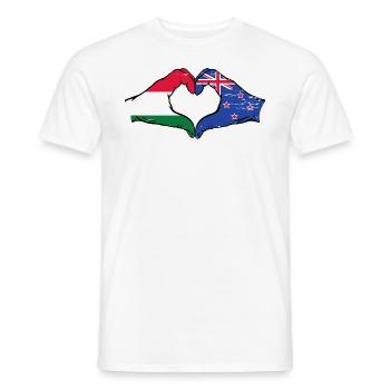 Hongrie Nouvelle-Zélande drapeau mains coeur utilisé - T-shirt homme - blanc - Devant - AI Model Male 178 dark (178cm)