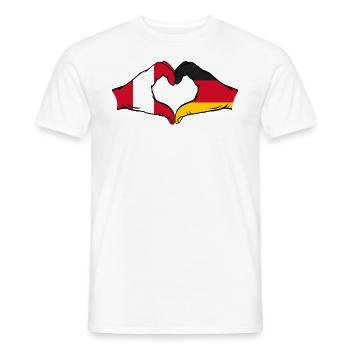 Peru Germany Flag Hands Heart Shape - Men's T-Shirt - white - Front - AI Model Male 178 dark (178cm)