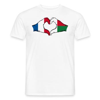 France Madagascar Flag Hands Heart Shape - Men's T-Shirt - white - Front - AI Model Male 178 dark (178cm)