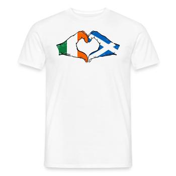 Irland Schottland Hände Herzform used - Männer T-Shirt - Weiß - Vorne - AI Model Male 178 dark (178cm)