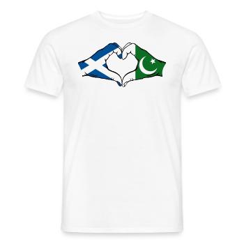 Scotland Pakistan Hands Heart Shape - Men's T-Shirt - white - Front - AI Model Male 178 dark (178cm)